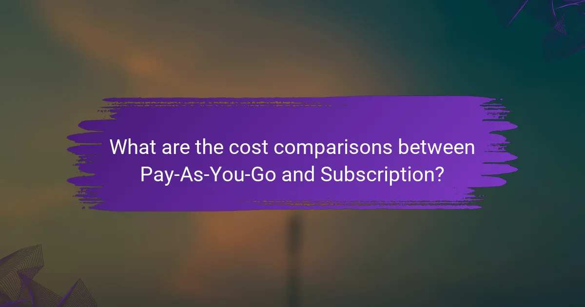 What are the cost comparisons between Pay-As-You-Go and Subscription?